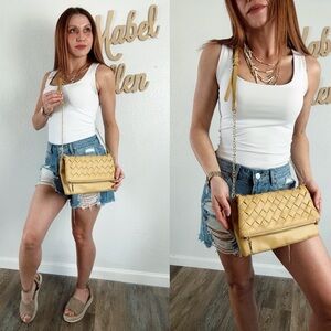 Urban Expressions Woven Golden zip Crossbody Bag